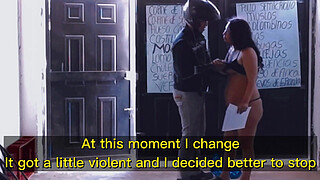 Receiving the half-naked delivery man, this unknown boy is surprised to see me in my underwear, I show him my butt and the lucky guy gropes my buttocks (Comments in English) Real homemade recorded with a <censored> by my cuckold husband