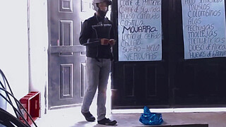 Receiving the half-naked delivery man, this unknown boy is surprised to see me in my underwear, I show him my butt and the lucky guy gropes my buttocks (Comments in English) Real homemade recorded with a <censored> by my cuckold husband