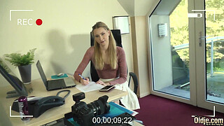 Young Intern ravaged by old guy penis in the office