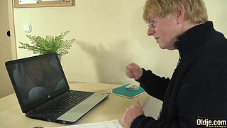 Young Intern ravaged by old guy penis in the office