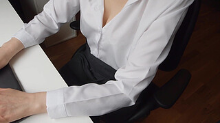 sexy at work, my boss can't resist to fuck me hard, and I can't resist to his big shaft, he cum on me