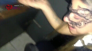 Cristina Almeida in her first two Gloryholes held in the center of São Paulo, her husband films her sucking strangers inside the cabin with holes, takes it in her pussy, in the booty without a condom and swallows a lot of milk