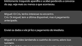 Cuckold sucks cock together with his bitch wife (Cristina Almeida). She takes an anal creampie.