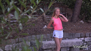 My naked stepdaughter watches me jerk off and tastes cum for the first time