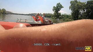 HUNT4K. Rich gentleman wants to touch boobs and drill cute pussy
