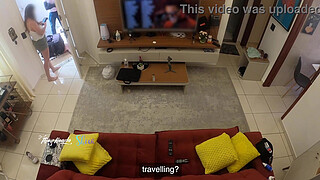 Hot wife Thay Ksada was recognized by the delivery man, she lets him suck her on the living room sofa - with English subtitles - teaser