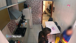 Hot wife Thay Ksada gets out of the shower and greets the delivery man in just a nightgown