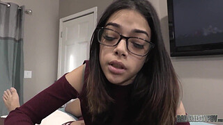 STEP DAUGHTER HARMONY WONDER APOLOGIZES WITH HER SHAVED TEENAGE PUSSY