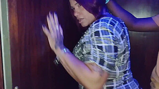 Milf fucks the young man in the hotel elevator to satisfy her husband's fetish