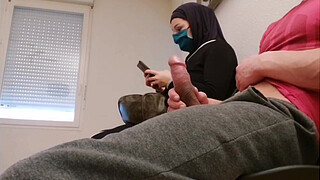 Pervert doctor puts a <censored> in his waiting room, this muslim bitch will be caught red-handed with empty French ball