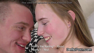 Cute teenie gapes yummy vulva and gets deflorated