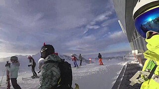 4K Public cumshot on mouth in ski lift Part 1, 2