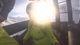 4K Public cumshot on mouth in ski lift Part 1, 2