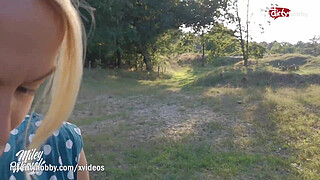 - German MILF blows twice and creampied outdoors