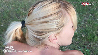 - German MILF blows twice and creampied outdoors