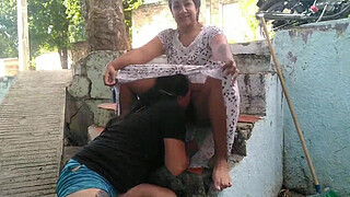 2 part, elderly woman while doing trade in the house, interrupts her young lesbian wanting to fuck her pussy with her mouth