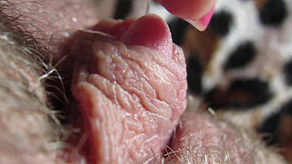 Extreme close up on my huge clit head pulsating