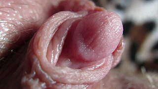 Extreme close up on my huge clit head pulsating