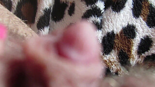 Extreme close up on my huge clit head pulsating