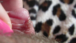Extreme close up on my huge clit head pulsating