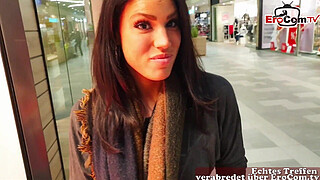 German amateur latina teen public pick up in shoppingcenter and POV fuck with huge cum loads