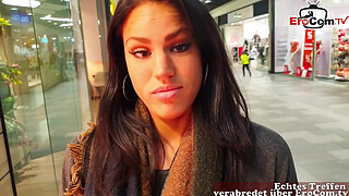 German amateur latina teen public pick up in shoppingcenter and POV fuck with huge cum loads