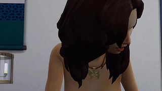 step Brother and sister share bed - and make sex for the first time - family sex