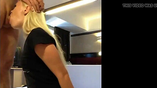 hot blonde hands tied behind back deep mouthfuck