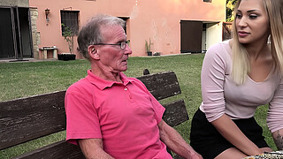 Blonde hot butt anal fucked by horny grandpa