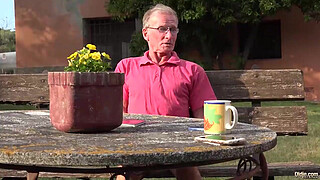 Blonde hot butt anal fucked by horny grandpa