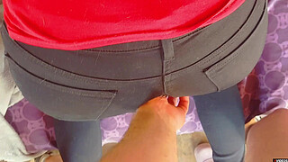 Nympho Fucked in Ripped Jeans Denim and Finishing With Huge Cumshot