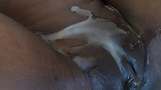 Young ebony whore covered with cum