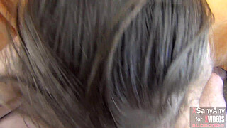 The Penis became hard in her mouth! close up Blowjob and Titfak bra- XSanyAny