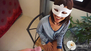 Stunning Chick does Blowjob, Cum in Coffee, Pee Play