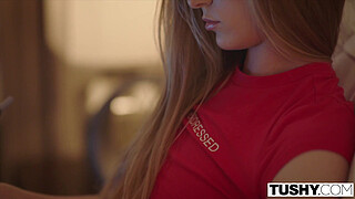 TUSHY Thin Blonde Student Has Unforgettable First Anal Experience