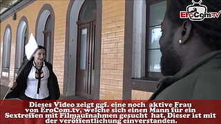 german housewife pick up a refugee at train station and get his big black penis