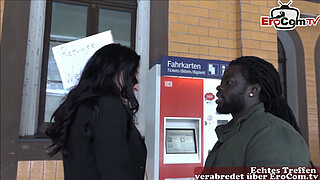 german housewife pick up a refugee at train station and get his big black penis