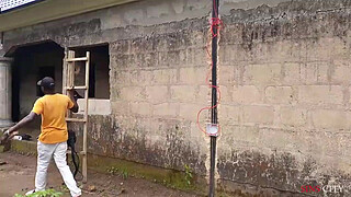 HE CAME FOR ELECTRICAL WIRING IN MY NEW HOUSE, I COULD'NT RESIST TO FUCK HIM OUTDOOR