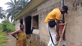 HE CAME FOR ELECTRICAL WIRING IN MY NEW HOUSE, I COULD'NT RESIST TO FUCK HIM OUTDOOR