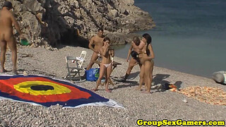 Beach game group pussyfucking