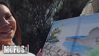 Busty chick (Sasha Coxx) bounces on a big dick by the beach - MOFOS