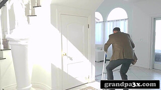 Hot Teen Pleasing Her Stepgrandpa In Exchange For Cash