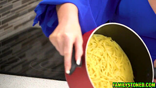 Stepdad and stepdaughter inside the bathroom sneakily fucking