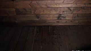 Bent over blonde in stock gets fisted