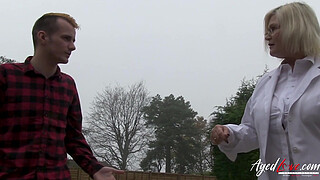 Three sexy ladies learn to ride on a big dick