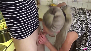 German Step Sister Kitty caught him jerk and help with Anal