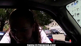 Cute Latina Teen Stepdaughter Lucie Doll Blowjob For Stepdad In Parking Lot