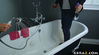 Stepmom and busty MILF friend share her stepsons young penis