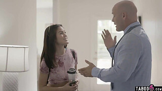 Asian teen stepdaughter pisses herself in front of