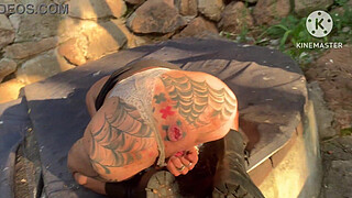 A nice swim in the pool and a real booty fucking on the mattress